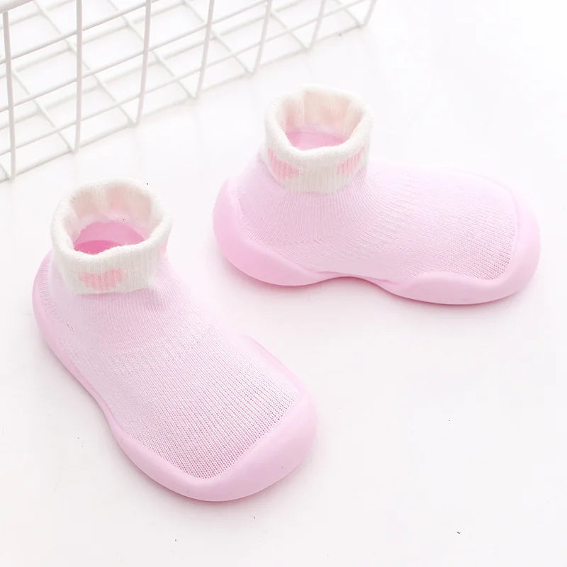 Infant Baby Shoes Newborn First Walkers Boy Girl Kids Solid Color Soft Knit Baby Sock Shoe Anti-Slip Rubber Sole Toddler Booties