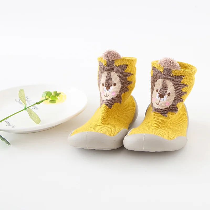 Infant Baby Shoes Newborn First Walkers Boy Girl Kids Solid Color Soft Knit Baby Sock Shoe Anti-Slip Rubber Sole Toddler Booties