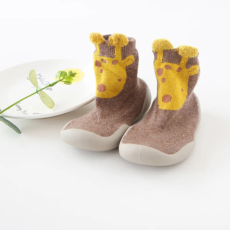 Infant Baby Shoes Newborn First Walkers Boy Girl Kids Solid Color Soft Knit Baby Sock Shoe Anti-Slip Rubber Sole Toddler Booties