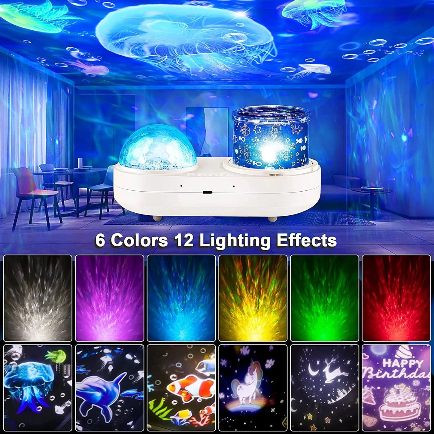 Enchanting Ocean Light Projector: Transform Your Bedroom with Starry Galaxy Waves & Underwater 3D Effects - Perfect Gift for Kids!