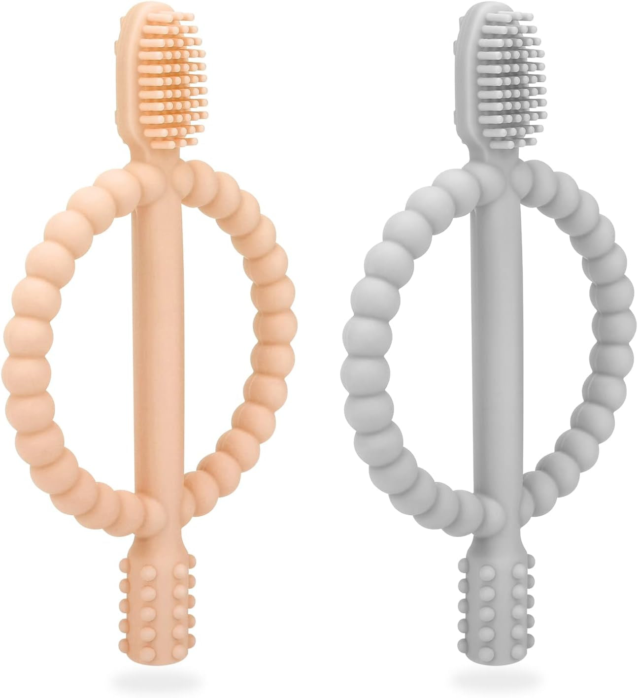 Baby Teething Toys with Easy-Hold Handle, Silicone Infant Toothbrush, Textured on Both Sides Helps Massage, Soothe Sore Gums, Teething Toys for Babies 3+ Months