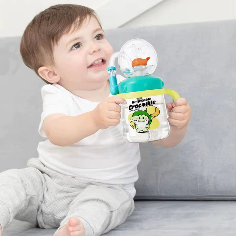 Whale Spray Water Bottle Sippy Cup - Leak Proof, Colorful 300ml Toddler Drinking Cup for Kids