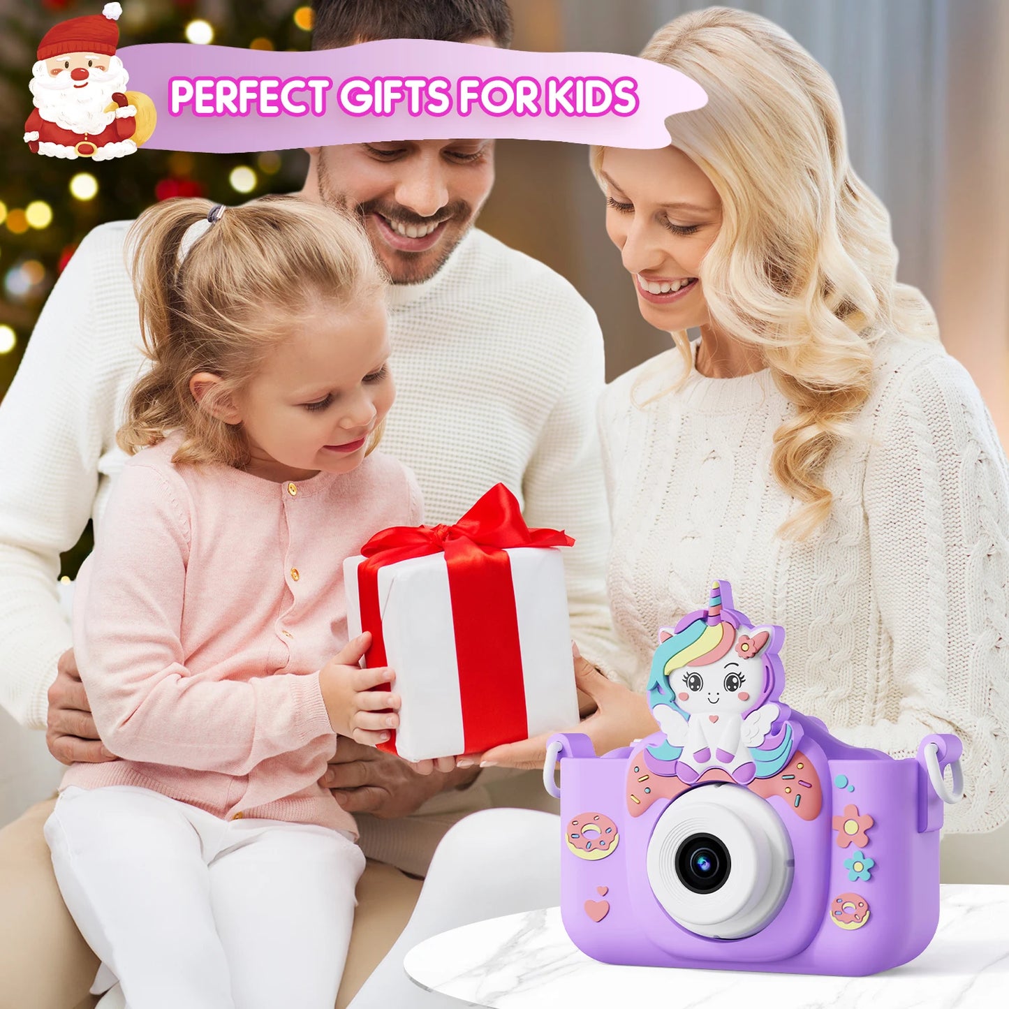 48MP HD Digital Kids Camera - Perfect Birthday Gift for Girls 3-12, Includes 32GB SD Card and Video Selfie Features