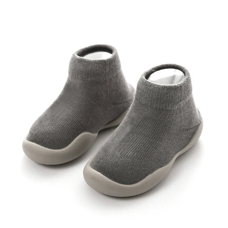 Infant Baby Shoes Newborn First Walkers Boy Girl Kids Solid Color Soft Knit Baby Sock Shoe Anti-Slip Rubber Sole Toddler Booties