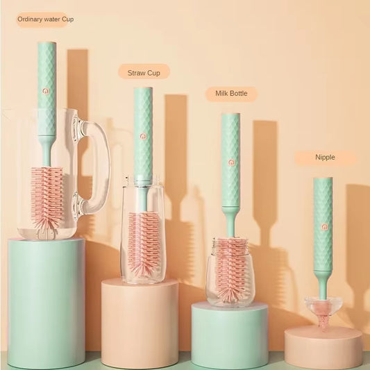Electric Silicone Bottle Brush 360 Degree Rotating Baby Pacifier Cup Pacifier Cleaning Brush Set with 1200Mah Lithium Battery