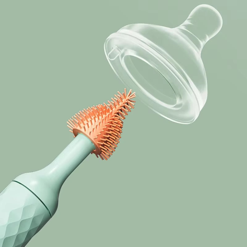 Electric Silicone Bottle Brush 360 Degree Rotating Baby Pacifier Cup Pacifier Cleaning Brush Set with 1200Mah Lithium Battery