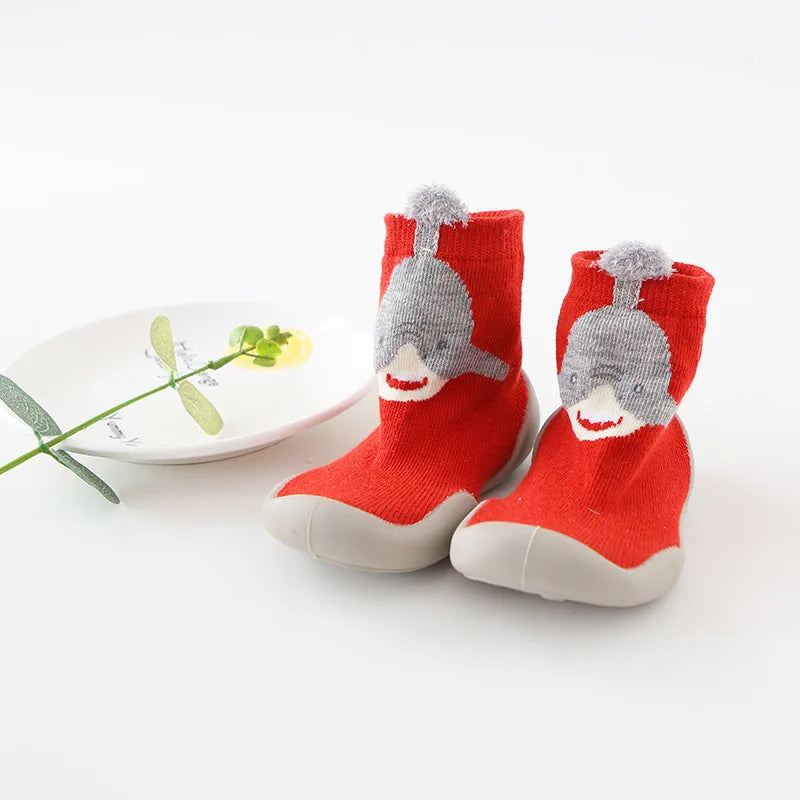 Infant Baby Shoes Newborn First Walkers Boy Girl Kids Solid Color Soft Knit Baby Sock Shoe Anti-Slip Rubber Sole Toddler Booties