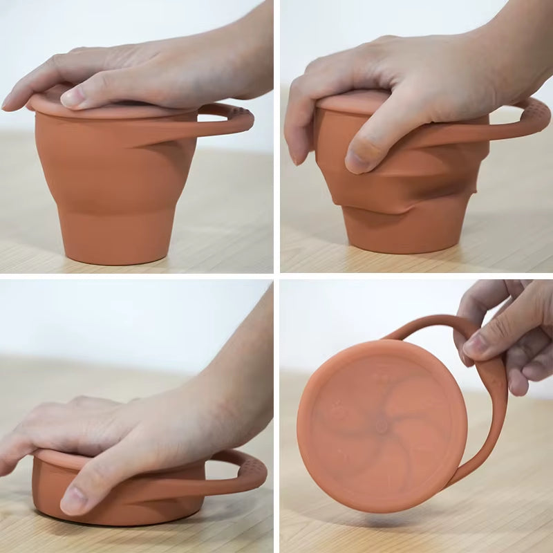 100%Food Safe Approve Silicone Container for Small Items Fashionable Snack Cup Portable Food Cup with Lid Baby Accessories