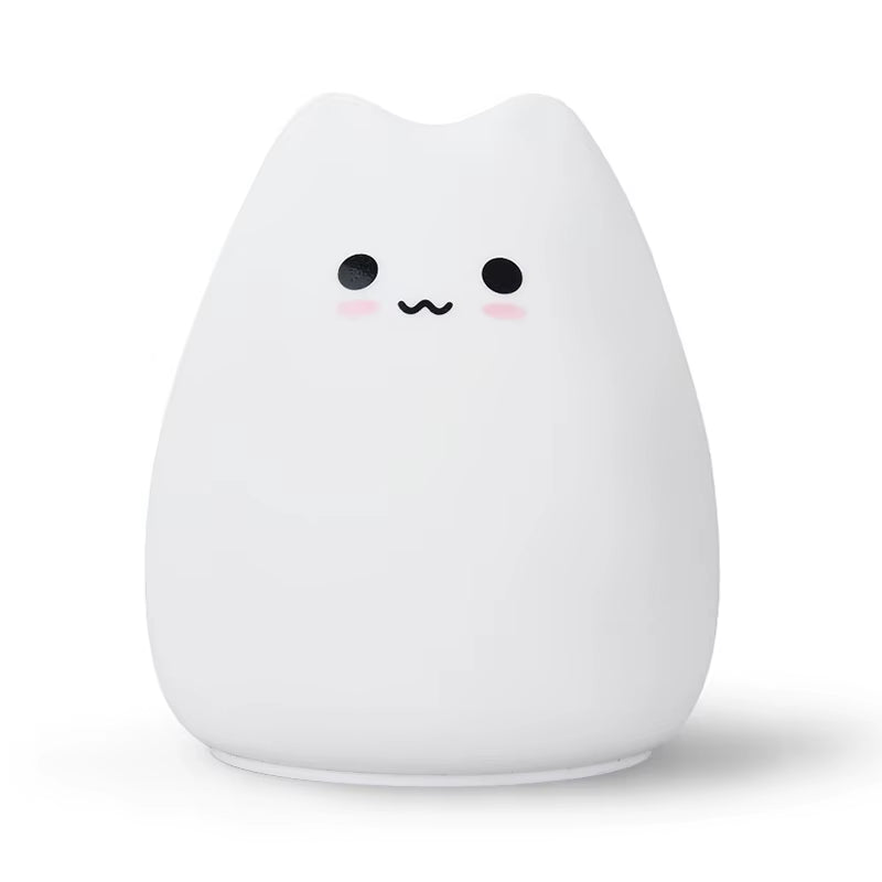 Mini Kawaii Popular Cat Baby Night Lamp 7-Color Pat Touch Color-Changing Eye Protection Bedroom Bedside Nightlight Gift Children