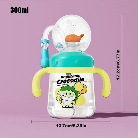 Whale Spray Water Bottle Sippy Cup - Leak Proof, Colorful 300ml Toddler Drinking Cup for Kids