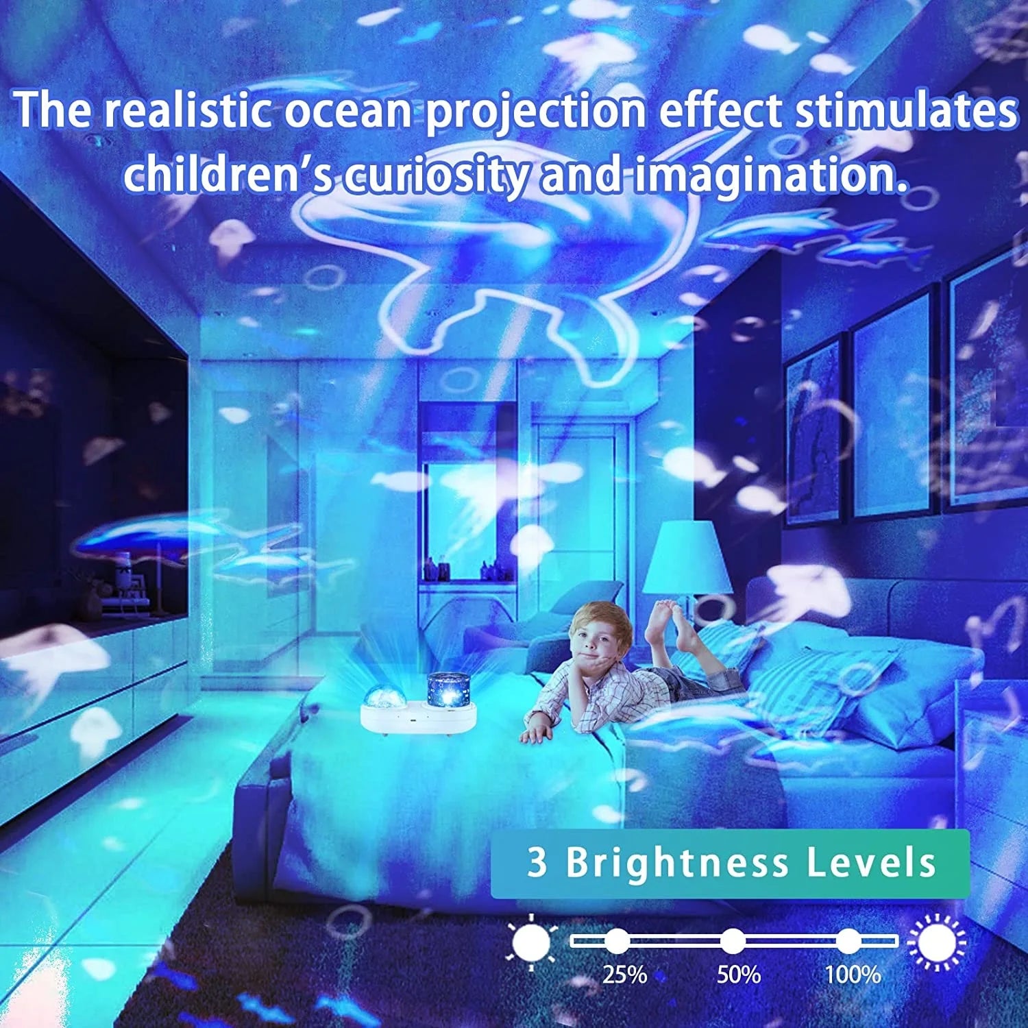 Enchanting Ocean Light Projector: Transform Your Bedroom with Starry Galaxy Waves & Underwater 3D Effects - Perfect Gift for Kids!