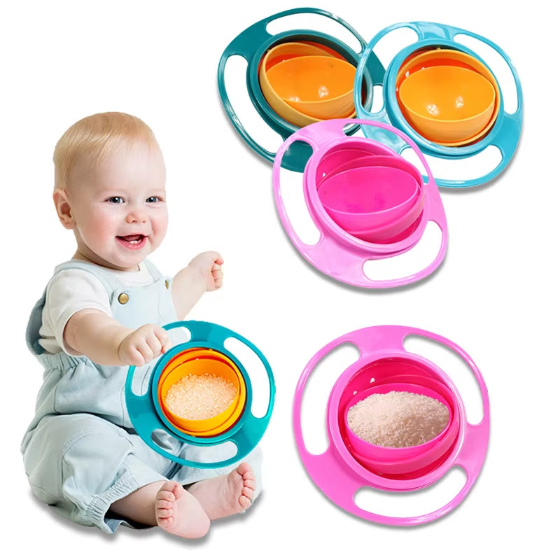 Universal Baby Feeding Bowl Gyro Bowl Practical Design Children Rotary Balance Novelty Gyro Umbrella 360 Rotate Spill-Proof Soli