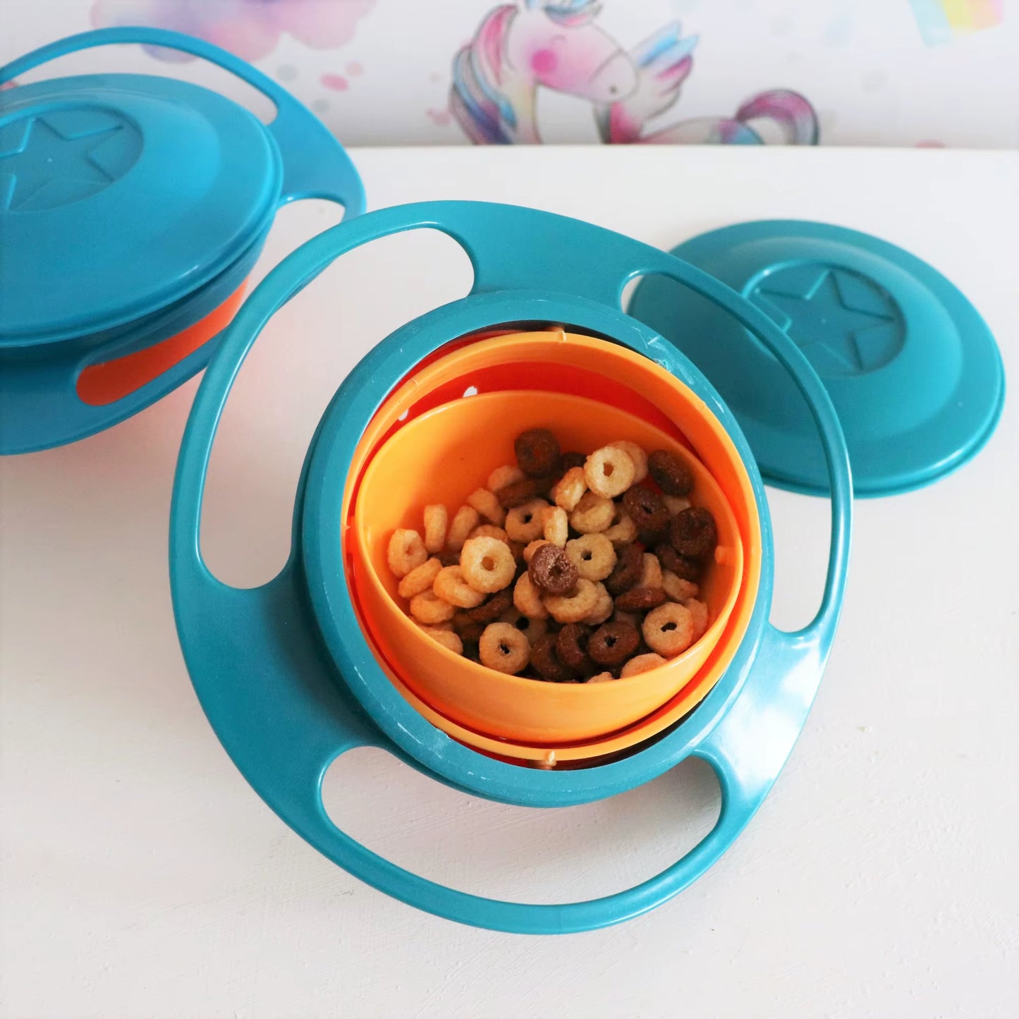 Universal Baby Feeding Bowl Gyro Bowl Practical Design Children Rotary Balance Novelty Gyro Umbrella 360 Rotate Spill-Proof Soli