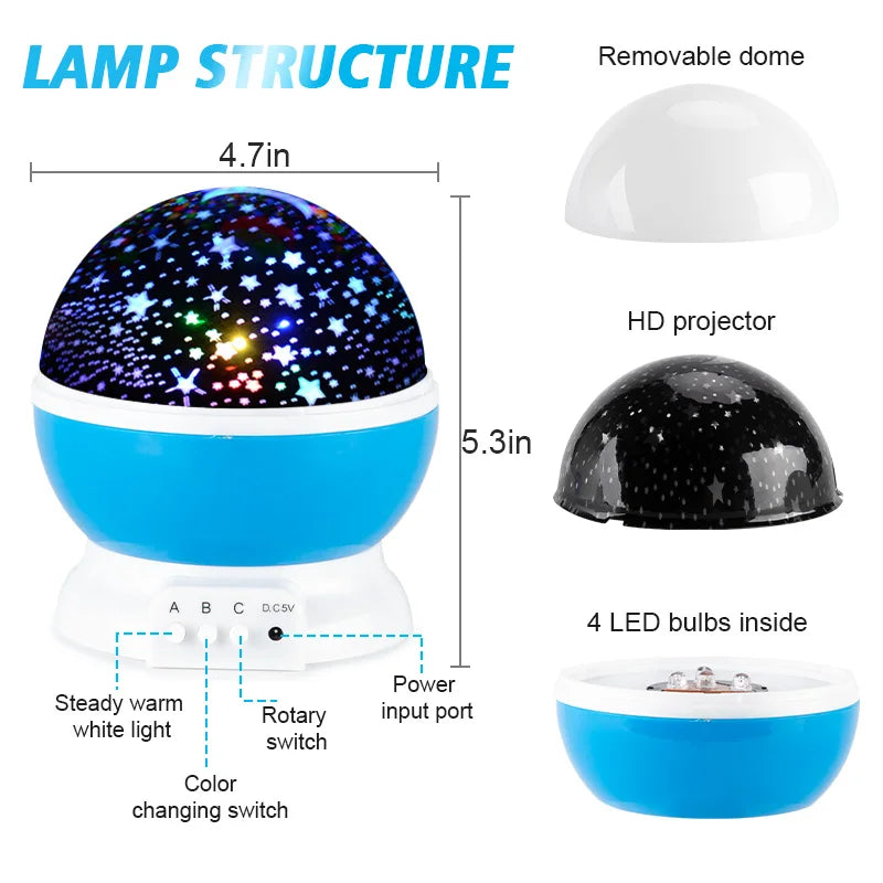Starlit Galaxy Projector: Rotating LED Night Light & Planetarium for Kids' Bedrooms, Perfect Gift for Starry Nights