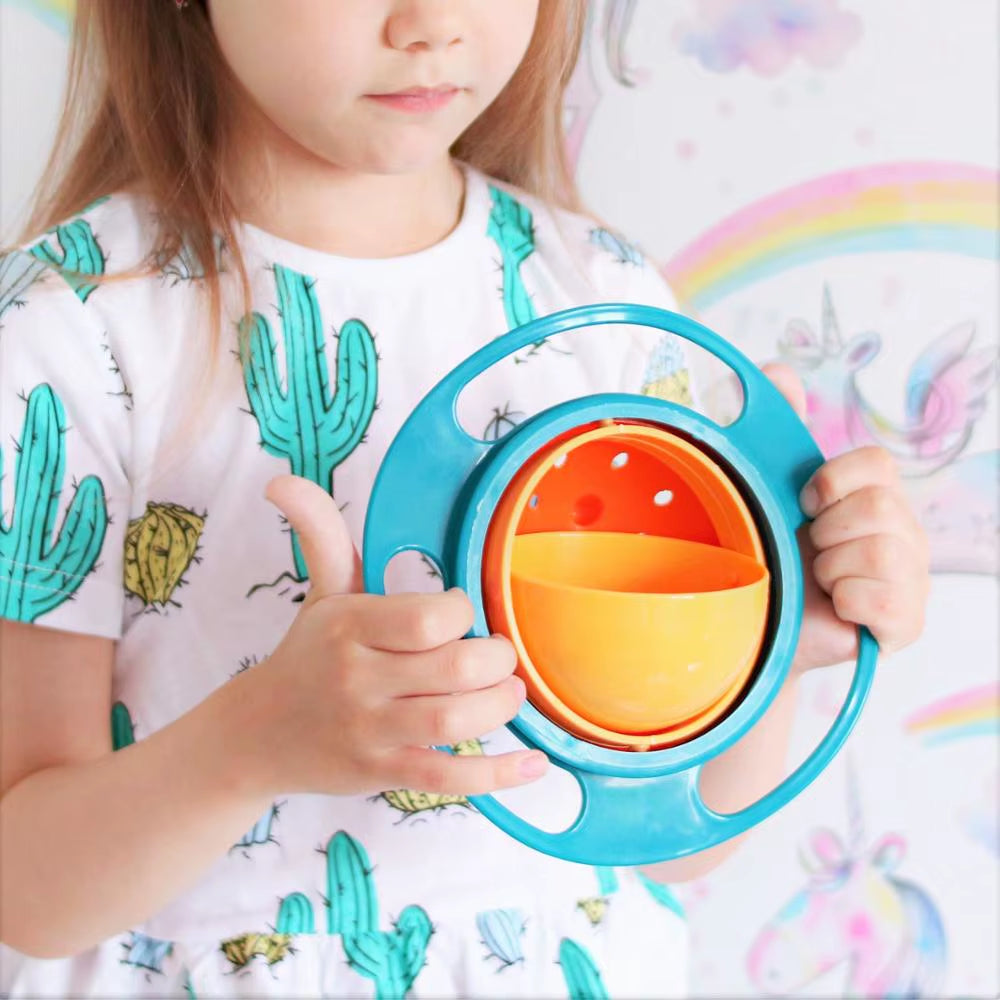 Universal Baby Feeding Bowl Gyro Bowl Practical Design Children Rotary Balance Novelty Gyro Umbrella 360 Rotate Spill-Proof Soli