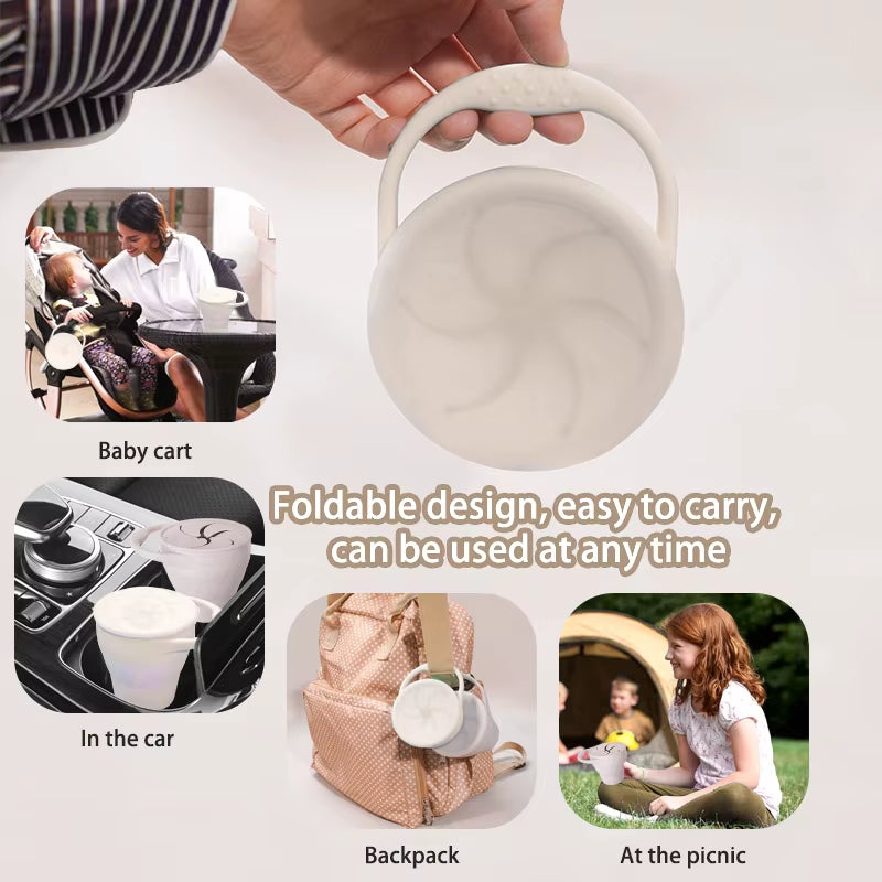 100%Food Safe Approve Silicone Container for Small Items Fashionable Snack Cup Portable Food Cup with Lid Baby Accessories