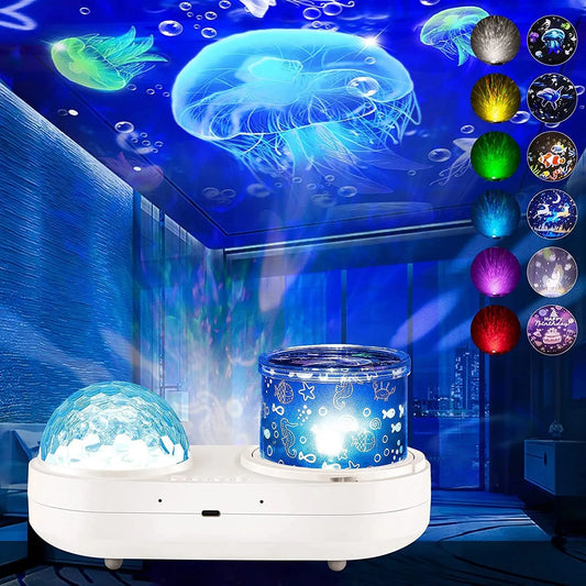 Enchanting Ocean Light Projector: Transform Your Bedroom with Starry Galaxy Waves & Underwater 3D Effects - Perfect Gift for Kids!