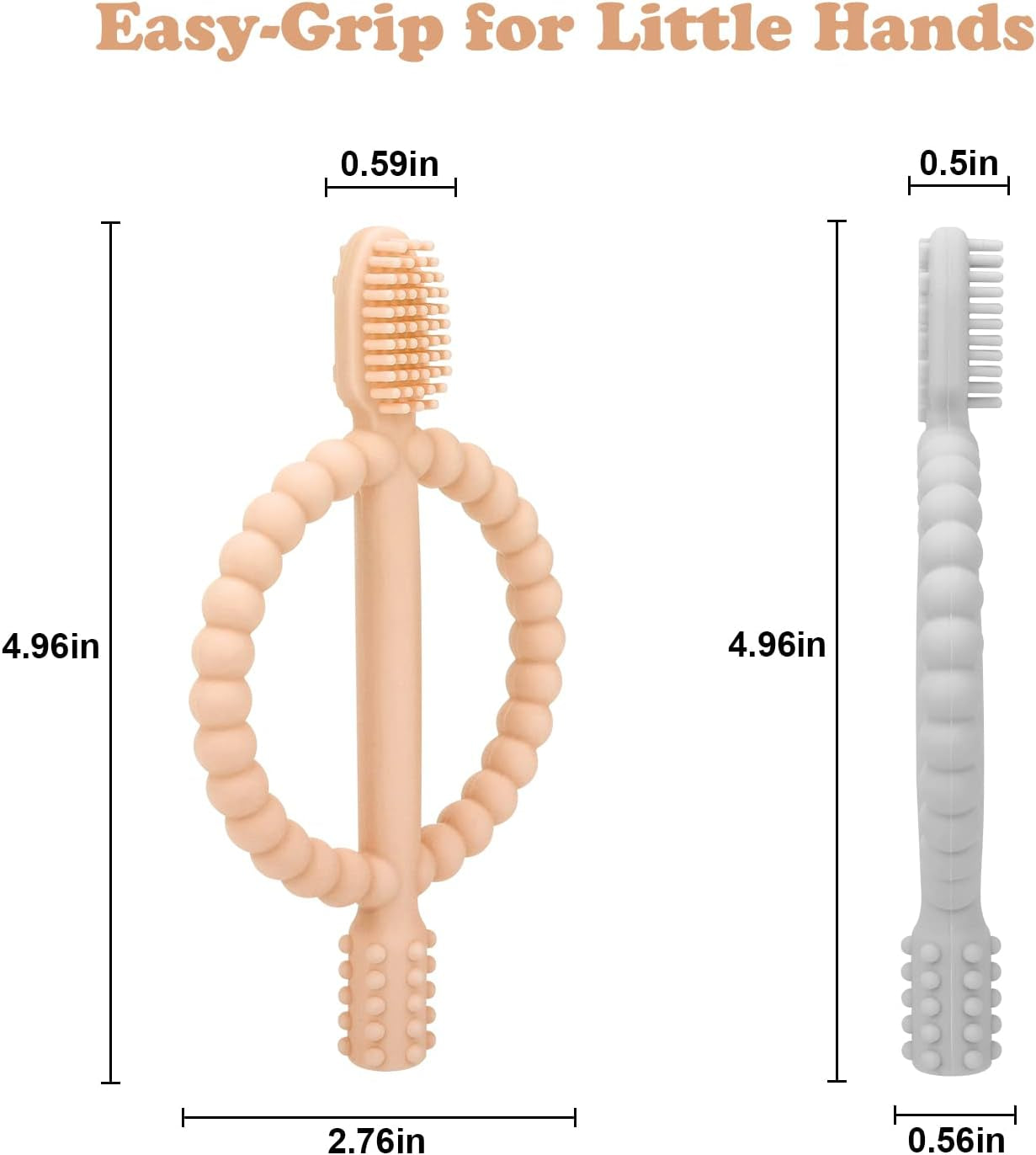 Baby Teething Toys with Easy-Hold Handle, Silicone Infant Toothbrush, Textured on Both Sides Helps Massage, Soothe Sore Gums, Teething Toys for Babies 3+ Months