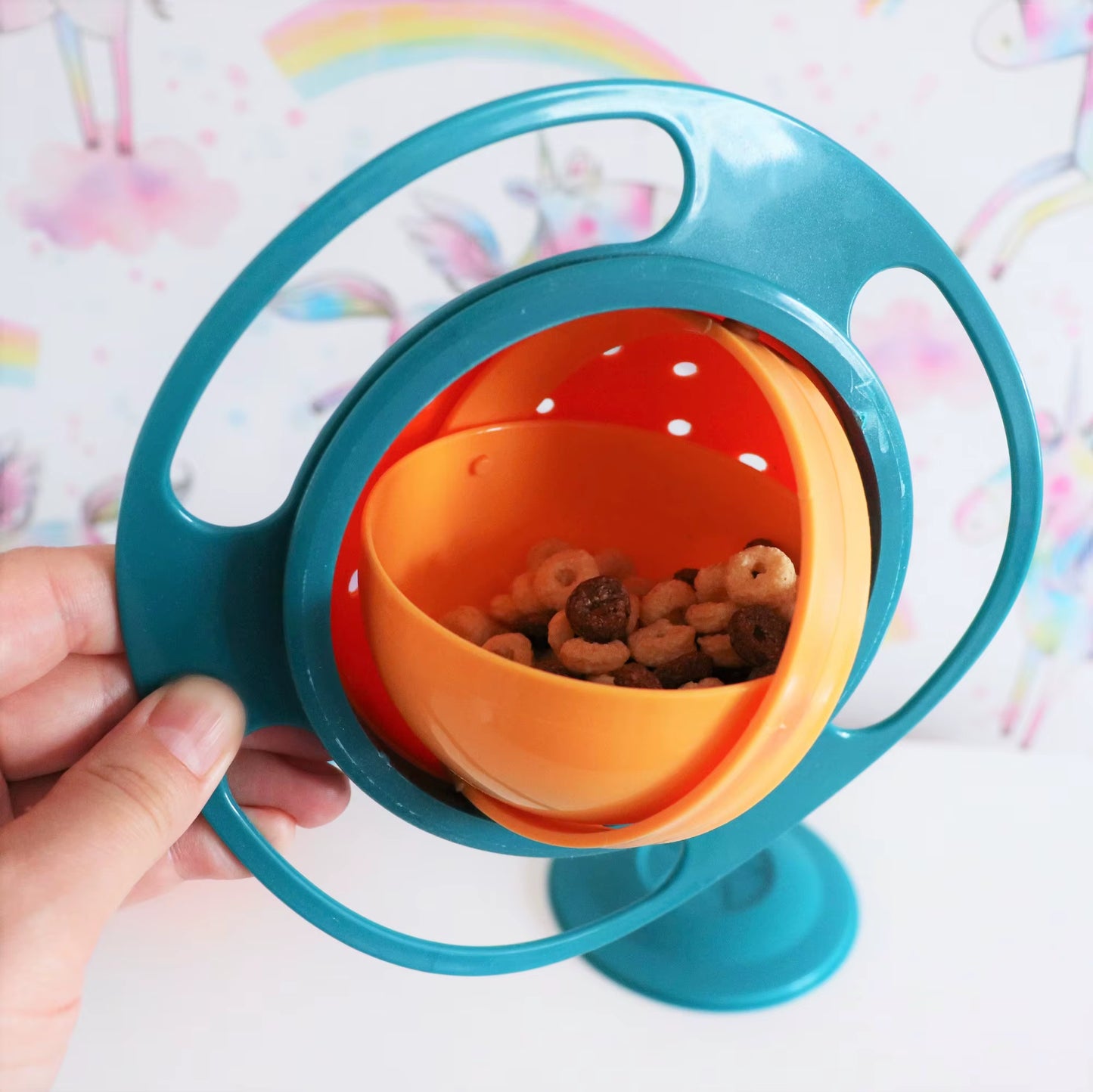 Universal Baby Feeding Bowl Gyro Bowl Practical Design Children Rotary Balance Novelty Gyro Umbrella 360 Rotate Spill-Proof Soli